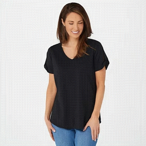 Nwot Belle by Kim Gravel TripleLuxe Knit Twist Sleeve Top BLACK large L